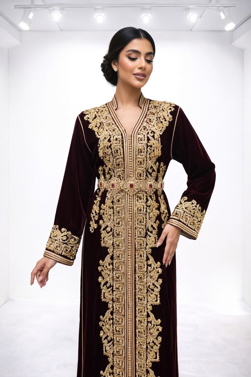 تكشيطة خمري فخمة بتطريز ذهبي تقليدي