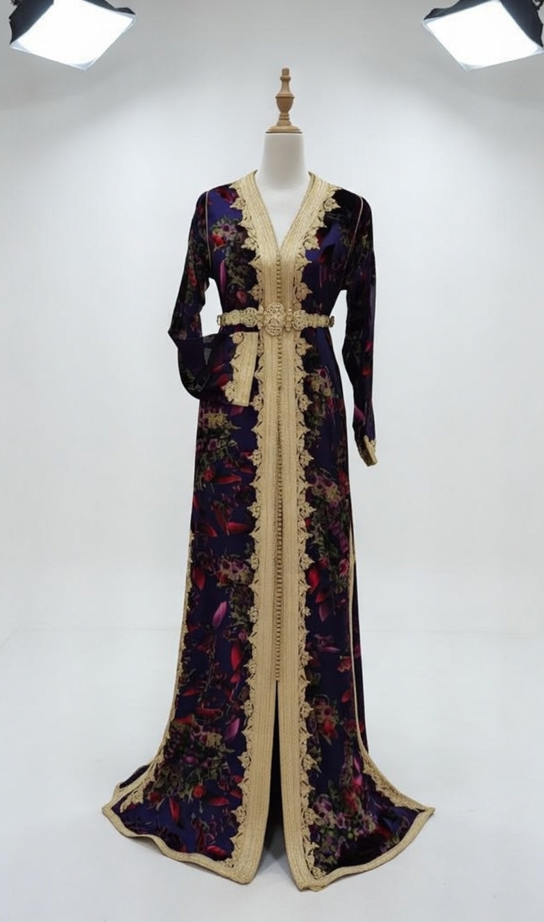 قفطان "ليالي المنارة" من الموبرة الراقية بنقوش ملكية