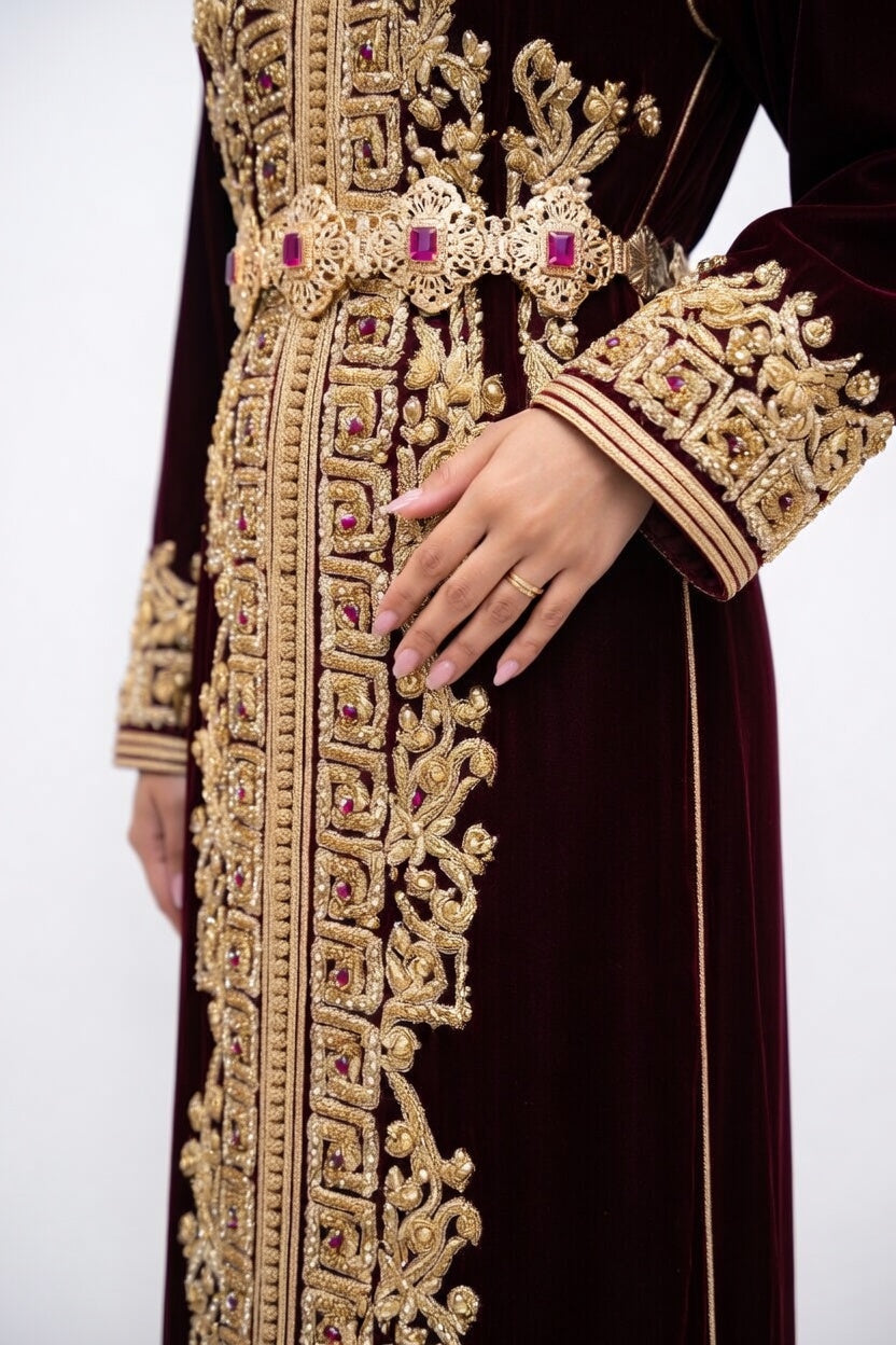 تكشيطة خمري فخمة بتطريز ذهبي تقليدي