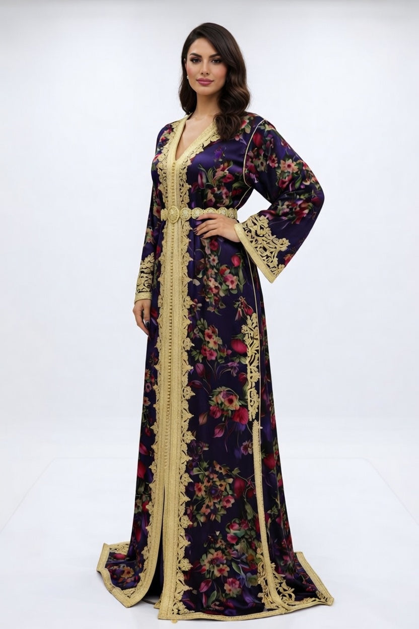 قفطان "ليالي المنارة" من الموبرة الراقية بنقوش ملكية